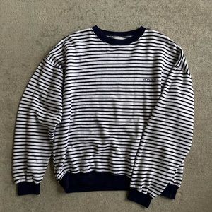 Vintage Monaco Navy and White Striped Crewneck Sweatshirt